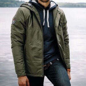 Roots 73 Canada Gravenhurst Flannel Lined Hooded Full Zip Jacket Outerwear Men L